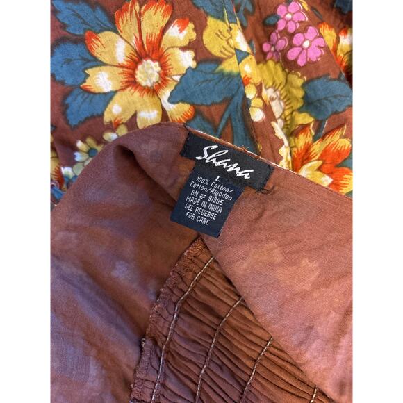 Shana | 100% Cotton Floral Spagetti Strap Smock Waist Dress | Large - Picture 14 of 14